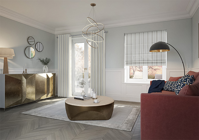 Laurel Stripe, Taupe - Motorised Roman Blind - Image 6